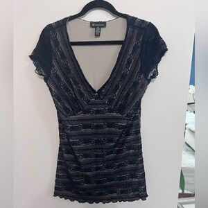 INC International Concepts Navy Lace Top, Size M